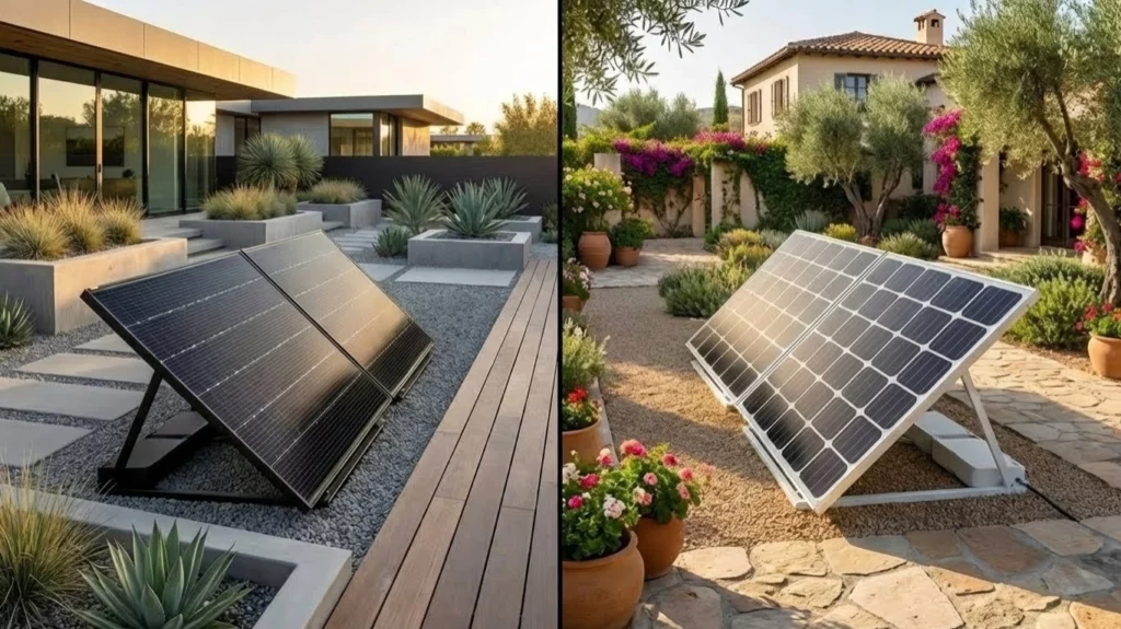 Comparaison entre un kit solaire Sunology Play et un kit Beem Energy sur une terrasse
