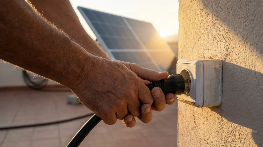 Branchement d'un kit solaire plug and play sur une prise domestique standar