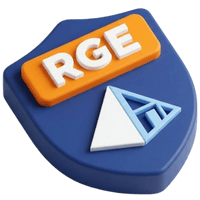 Icône bouclier 3D certification Qualibat avec label RGE pour installateur photovoltaïque